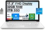 2022 HP 17.3" FHD IPS Display Laptop Computer, 11th Intel Core i5-1135G7 Processor, 32GB RAM, 2TB SSD, Backlit Keyboard, Intel Iris Xe Graphics, HD Webcam, Windows 10, Silver, 32GB SnowBell USB Card