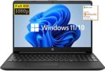 2022 Newest HP 15.6" FHD IPS Laptop Computer, Intel Celeron N4020(up to 2.8 GHz), 8GB RAM, 128GB SSD, Office 365, HDMI, Bluetooth, Webcam, USB-C, Windows 10S, Black, Online Class Ready, JVQ Mousepad
