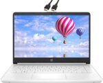 2022 Newest HP Premium 14" Laptop| Intel Celeron N4020 8GB RAM 128GB(64GB SSD+ 64GB Card)| Webcam HDMI Wi-Fi| 1 Year MS 365| LIONEYE Bundle| White