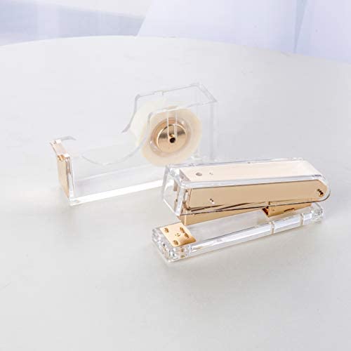 3pcs/set Acrylic Clipboard + Clear Gold Toned Acrylic Tape Dispenser  +Acrylic Stapler desk kit - AliExpress