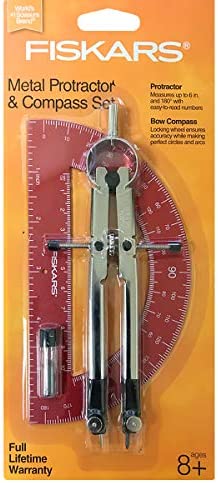 Precision Metal Bow Compass & Protractor 3 piece set