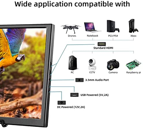inch Monitor HDMI,Bnztruk Small External Monitor with Dual HDMI Interface for Raspberry pi PS4 Laptop Computer Microsoft Win OS,1366x768,16:9 Color Display