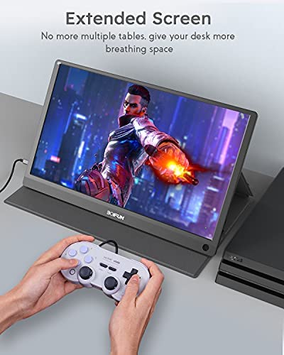  BOIFUN Portable Monitor - 15.8'' USB C HDMI Display, 1080P FHD  IPS Second Screen for Laptop Desktop, 100% sRGB Gaming Monitor with  Speakers for PC MAC PS4 PS5 Xbox Smartphone, Leather