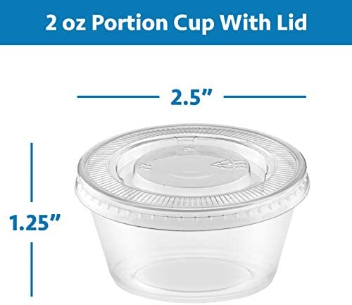 100-Pack of 2 Ounce Clear Plastic Jello Shot Cup Containers with Snap on  Leak-Proof Lids -Jello Shooter Shot Cups -Compact Food Storage for Portion  Control, 2 oz,Sauces, Liquid, Dips
