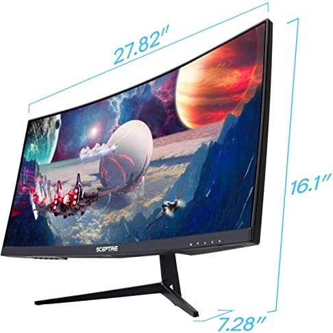 Sceptre 30-inch Curved Gaming Monitor 21:9 2560x1080 Ultra Wide Ultra Slim  HDMI DisplayPort up to 200Hz Build-in Speakers, Metal Black (C305B-200UN1)