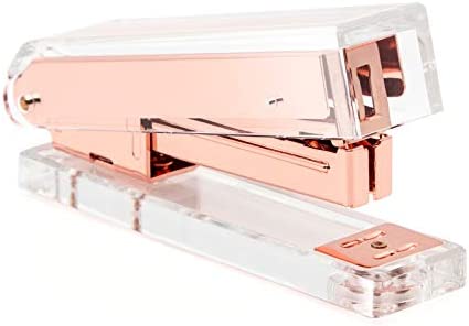 BOMEI PACK Rose Gold Office Stapler Set, Tape Dispenser with 3Rolls  Transparent