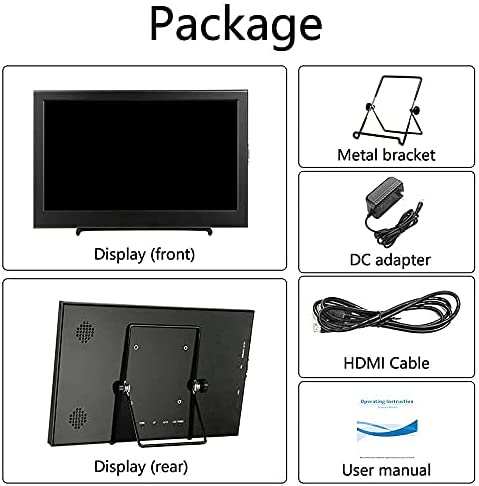 Kenowa 13.3 Inch Small HDMI Monitor, PC Monitor HD 1366x768P LED Screen  HDMI/VGA/BNC/USB/AV Port HDMI Monitor for Raspberry