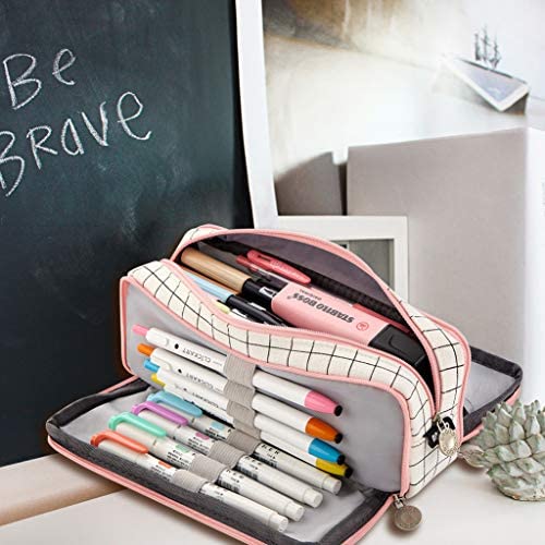 Large Pencil Case for Girls Boys, Cute Grid Pencil Pouch Big Capacity  Pencil Organizer Bag, Students School Supplies Back to School Kids Gifts  Teen