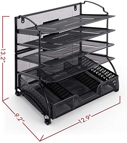 Simple Trending 4-Trays Mesh Office Supplies Desk Organizer, Desktop H