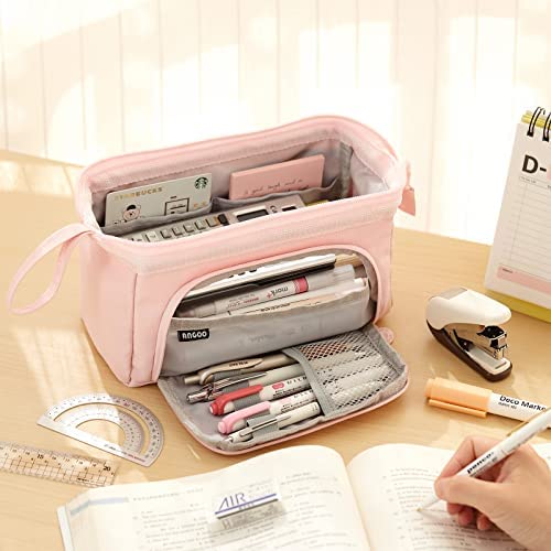 HVOMO Pencil Case Large Capacity Pencil Pouch Handheld Pen Bag Cosmetic  Portable Gift for Office School Teen Girl Boy Men Women Adult (Pink)