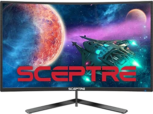 Sceptre Curved 24 Gaming Monitor 1080p up to 165Hz DisplayPort HDMI 99%  sRGB, AMD FreeSync Build-in Speakers Machine Black (C248B-FWT168)