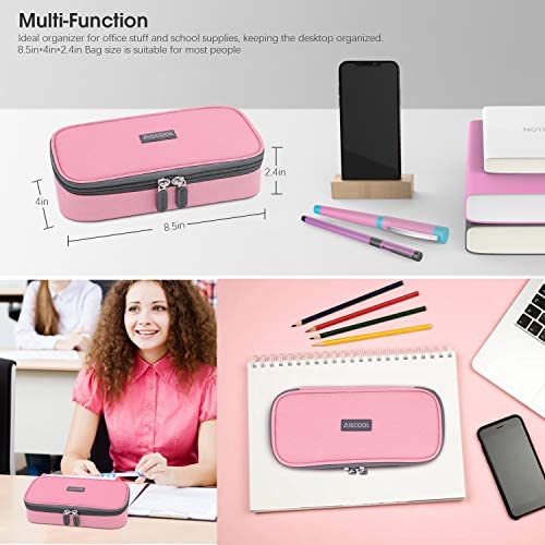 Solid color pink Pencil Case, soft Pencil Pouch,Durable Pencil Bag,Simple  Stationery Bag, for Adults Office
