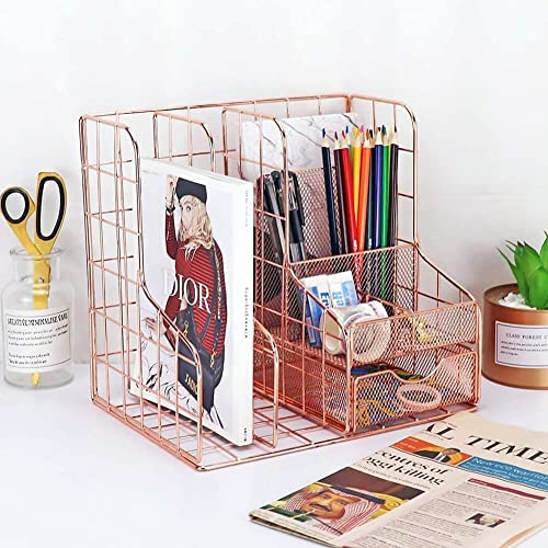 .com: Gold Desk Organizer, Office Desk Accessories with Pen Holder  for desk, Desktop Organization with Phone Holder, Sticky Note Tray,  Paperclip Storage and Caddy for Office Home School : Office Products