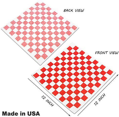 50 Sheets Red and White Checkered Deli Wrap Paper 12x12 Checkered Wax Paper  Party Supplies Food Wrapper same Day Shipping 