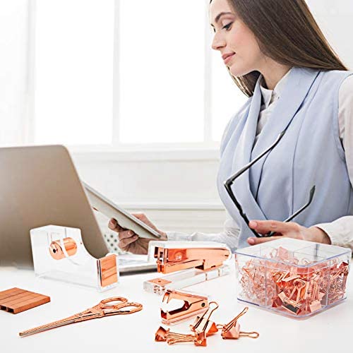 Gutyble Rosegold Office Supplies Set,Package Contains Stapler,Tape