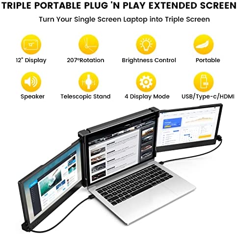 Triple Monitor Extender OFIYAA P2 12 inch Screen Extender Portable