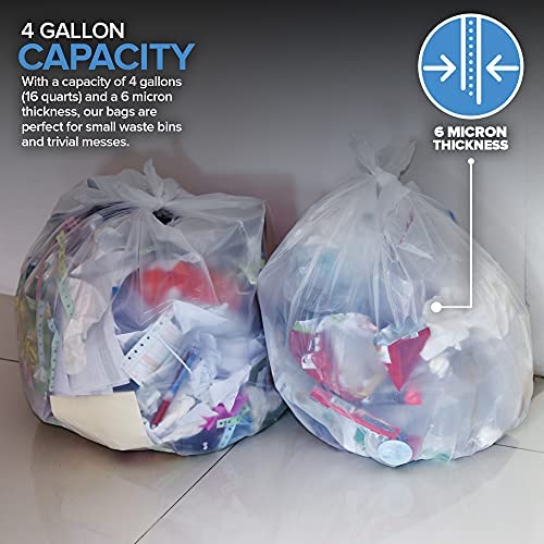 100 Pcs 4 Gallon Trash Bags with Handles Bathroom Waste Basket Garbage Bags