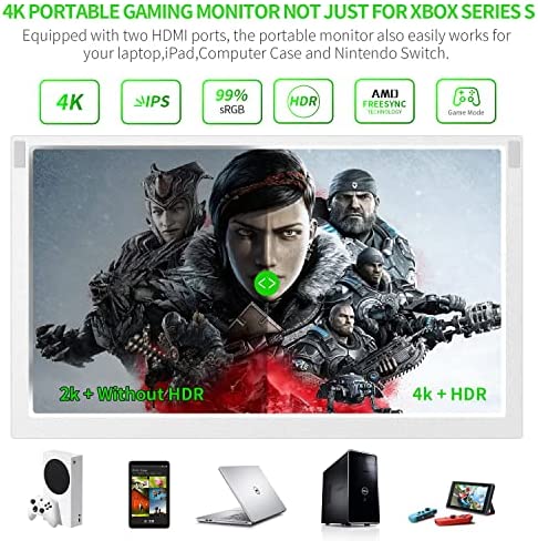 UHD 4K Portable Monitor Xbox Series S FreeSync Xbox Monitor G-STORY 12,5” Xbox Series X Monitor Game Mode HDR HDMI IPS Gaming Monitor for Xbox Series S Dual Speakers 