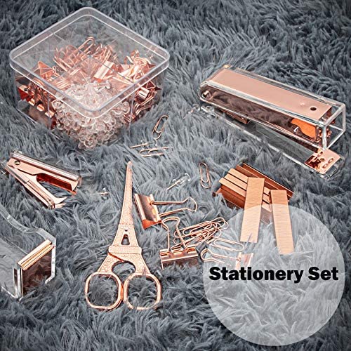 Gutyble Rosegold Office Supplies Set,Package Contains Stapler,Tape