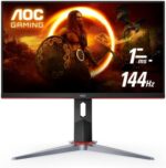AOC 24G2 24" Frameless Gaming IPS Monitor, FHD 1080P, 1ms 144Hz, Freesync, HDMI/DP/VGA, Height Adjustable, 3-Year Zero Dead Pixel Guarantee,Black/Red