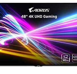 AORUS FO48U 48" 4K OLED Gaming Monitor, 3840x2160 Display, 120 Hz Refresh Rate, 1ms Response Time (GTG), 1x Display Port 1.4, 2X HDMI 2.1, 2X USB 3.0, with USB Type-C, Space Audio