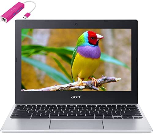 Acer Chromebook 311 11.6" Laptop Computer, MediaTek MT8183C Octa-Core Processor, 4GB LPDDR4X RAM, 32GB eMMC, 802.11AC WiFi, Bluetooth 4.2, Webcam, Silver, Chrome OS, iPuzzle Type-C HUB