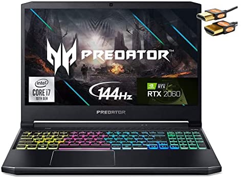 Acer Predator Helios 300 17 Premium Gaming Laptop 17.3” FHD 144Hz IPS  Display 10th Gen Intel Hexa-Core i7-10750H 16GB DDR4 512GB SSD GeForce RTX  2060 6GB Backlit Keyboard USB-C HDMI WiFi6 Win10 