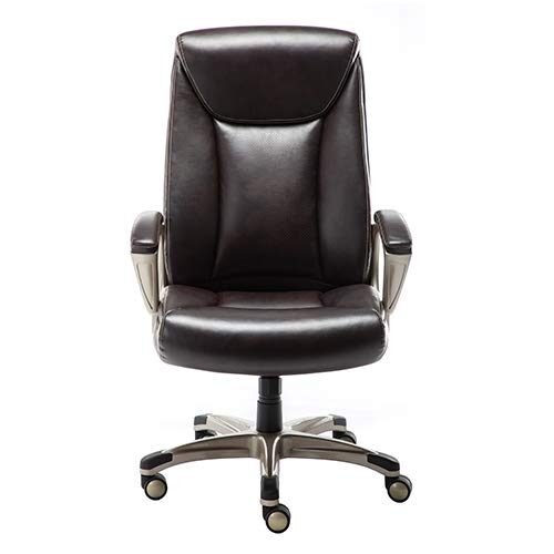 Amazon Basics Bonded Leather Big & Tall Executive Office Computer Desk Chair, 350-Pound Capacity - Brown