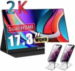 Bimawen 17.3 in 2K Portable Monitor + Cell Phone Stand,Bimawen Foldable Aluminum Alloy Ultra Slim Cell Phone Holder for Desk