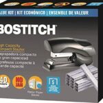 Bostitch Stapler with Staples Value Pack Set, Heavy Duty Stand Up Stapler, Black, 40 Sheet Capacity with 5000 Staples, Small Stapler Size, Fits Into The Palm of Your Hand (B175-BLK -VP)