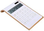 Calculator, Slim Elegant Design, Office/Home Electronics, Dual Powered Desktop Calculator, Solar Power, 10 Digits, Tilted LCD Display, Inclined Design, White (Slim2)