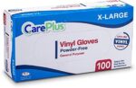 Care Plus [1000 Count] Disposable Plastic Vinyl Clear Extra Large Gloves, Allergy, Latex and Powder Free, Great for Home Kitchen Or Office Cleaning, Cooking, 10 Boxes