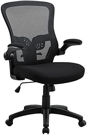 Chairelax Mesh Home Office Chair, Ergonomic Desk Chair Mid-Back Mesh Computer Chair Adjustable Lumbar Support and Flip-up Armrests Comfortable Executive Adjustable Rolling Load up to 300Lbs