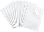 Deli 10 Pack Sliding Bar Clear Report Covers, Transparent Resume Presentation File Folders Organizer Binder for A4 Size Paper, White
