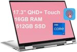 Dell Inspiron 17 7000 7706 2-in-1 Laptop 17.3" QHD+ Touchscreen 11th Gen Intel Quad-Core i7-1165G7 16GB RAM 512GB SSD Intel Iris Xe Graphics Backlit KB Fingerprint HDMI Win10 Silver