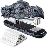 Dragon Stapler with 2000 Staples, Dragon Head Stapler Kids Novelty Stapler Funny Carving Resin Faucet Stapler for Office Desk Stationery Desktop Accessory Home Decor (Grey)