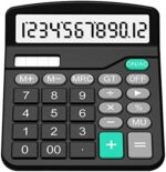 ECOiNVA Calculator Office Basic Financial Calculator with 12 Digit LCD Display Solar and Battery Dual Power (Basic)