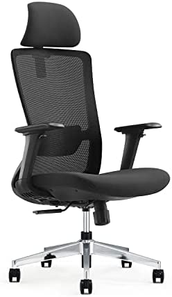 EGOSI Home Mesh Ergonomic Office Chair with Headrest Executive Computer Desk Chairs Lumbar Support - 4D Armrest, Big Tall Cushion High Back - Suitable for Heavy People .(Black Mesh)