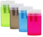 Emraw Dual Hole Manual Pencil Sharpener with Lid & Rectangular Receptacle to Catch Shavings for Regular & Oversize Pencils/Crayons in Blue, Green, Pink & Black Great for School Home & Office - 4-Pack