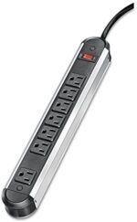 FELLOWES Manufacturing 99089 Seven-Outlet Power Strip, 125V, 12ft Cord, 14-1/4 x 2-1/8 x 1-3/4, Black/Silver