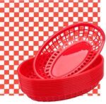 FLURISHINLIFE Barbecue (BBQ) Plates -Baskets With Deli Basket Liners. Less Trash More Fun Restaurant Party Supplies Food Grade Plastic Microwavable and Dishwasher Cookout Events 10.2 X 7 Set of 16 Baskets & 60 Liners