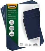 Fellowes Linen Presentation Covers, 11-1/4 Inch x 8-3/4 Inch, Navy, 200 per Pack (52113)