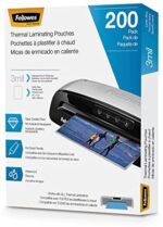 Fellowes Thermal Laminating Pouches, 3mil Letter Size Sheets, 9 x 11.5, 200 Pack, Clear (5743401)