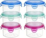 Freshmage Condiment Containers with Lids, 6 Pack 2.7 oz Reusable Leakproof Salad Dressing Container To Go Mini Meal Prep Sauce Cups