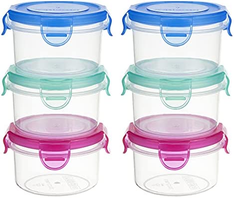 Freshmage Condiment Containers with Lids, 6 Pack 2.7 oz Reusable