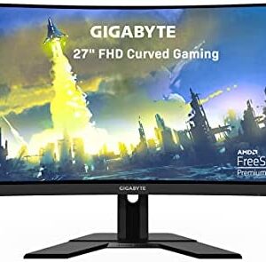 GIGABYTE G27FC A (27" 165Hz 1080P Curved Gaming Monitor, 1920 x 1080 VA 1500R Display, 1ms (MPRT) Response Time, 91% DCI-P3, FreeSync Premium, 1x Display Port 1.2, 2x HDMI 1.4)