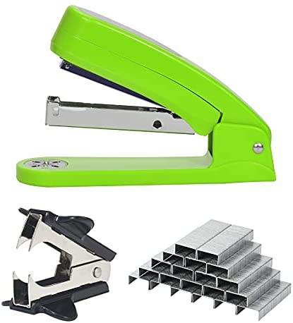 HAOXUE Weibo Swing-Arm Swivel Desk Stapler, 25 Sheet Capacity, 360 Degree Rotate Standard Staplers Booklet or Book Binding,Includes 2000 Staples and Staple Remover, Green
