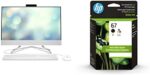 HP 24" All-in-One Desktop, AMD Athlon Silver 3050U Processor, AMD Radeon Graphics, 8 GB RAM, 256 GB SSD, Windows 11 Home (Snow White) & Original HP 67 Black/Tri-Color Ink Cartridges (2-Pack)