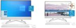 HP 24-inch All-in-One Touchscreen Desktop Computer, 4 GB RAM, 256 GB SSD, Snow White & 24-inch All-in-One Touchscreen Desktop Computer, AMD Athlon Gold 3150U Processor, 8 GB, 512 GB SSD, Snow White
