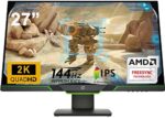 HP 27 2K Gaming Monitor 27” 2K QHD (2560 x 1440) Up to 144Hz Refresh Rate IPS Panel 4ms Response time 350 nits Brightness AMD FreeSync Technology 178° Viewing Angles DisplayPort + HDMI Cable